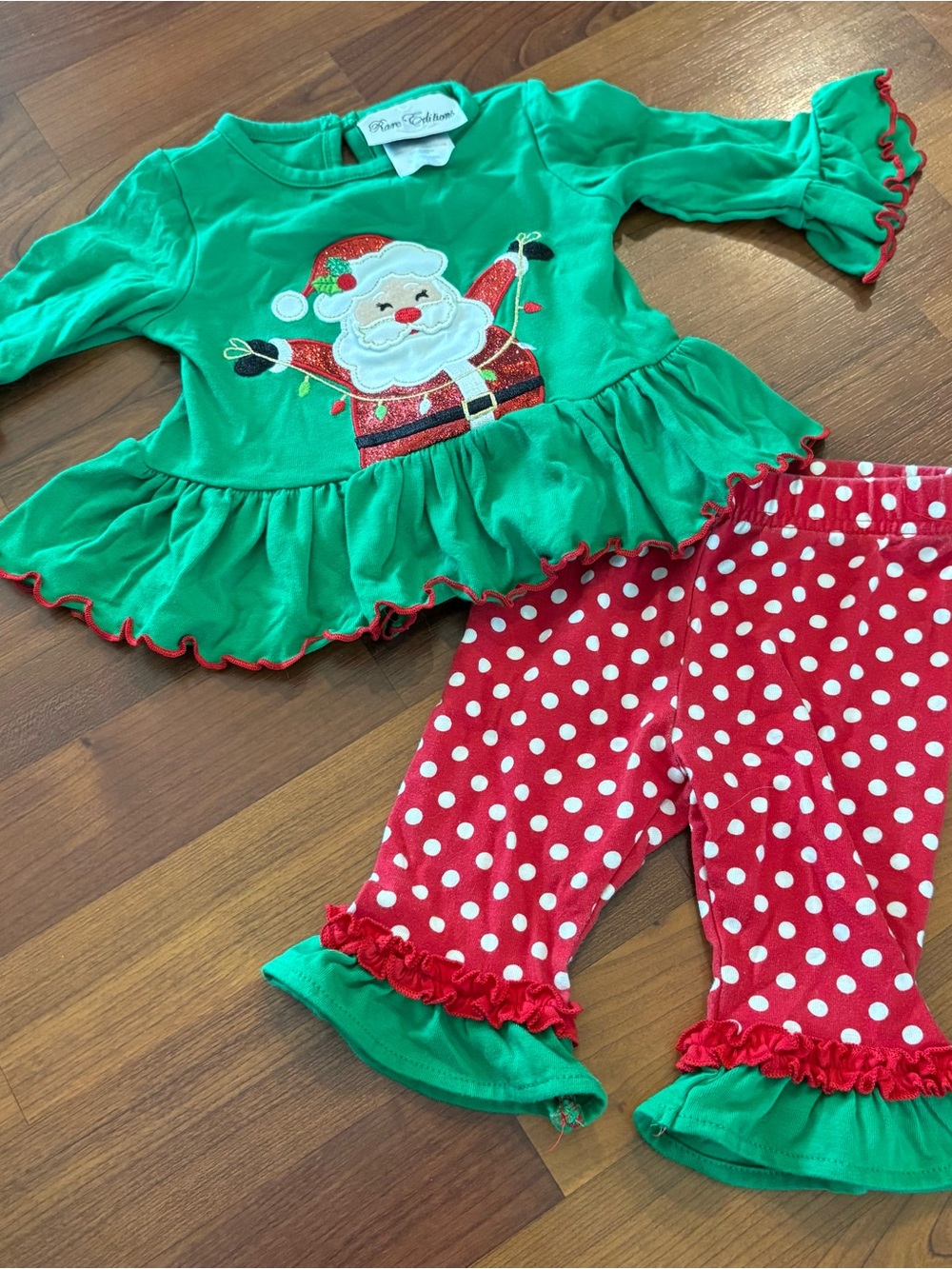 Rare Editions Santa Ruffle Christmas Outfit Newborn